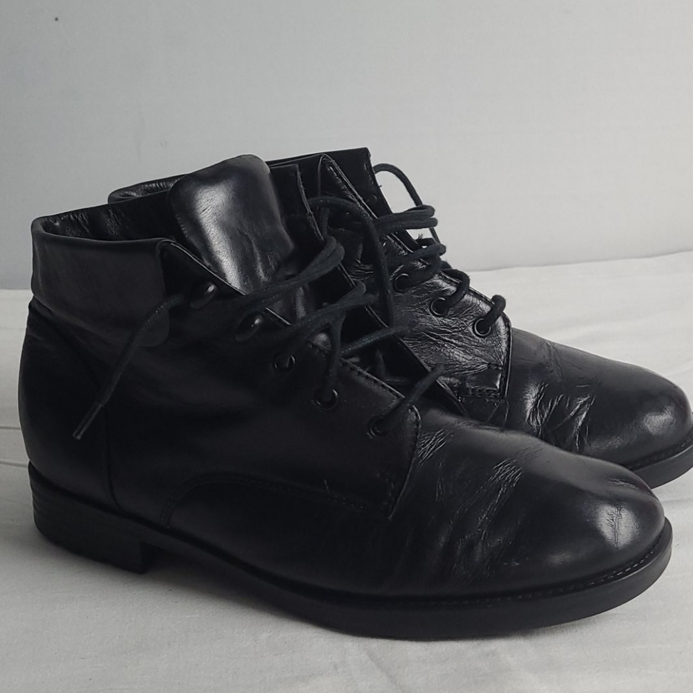 EARTH SHOE CHACO BLACK LEATHER SHOES 10.5W LACE UP - Picture 2 of 16